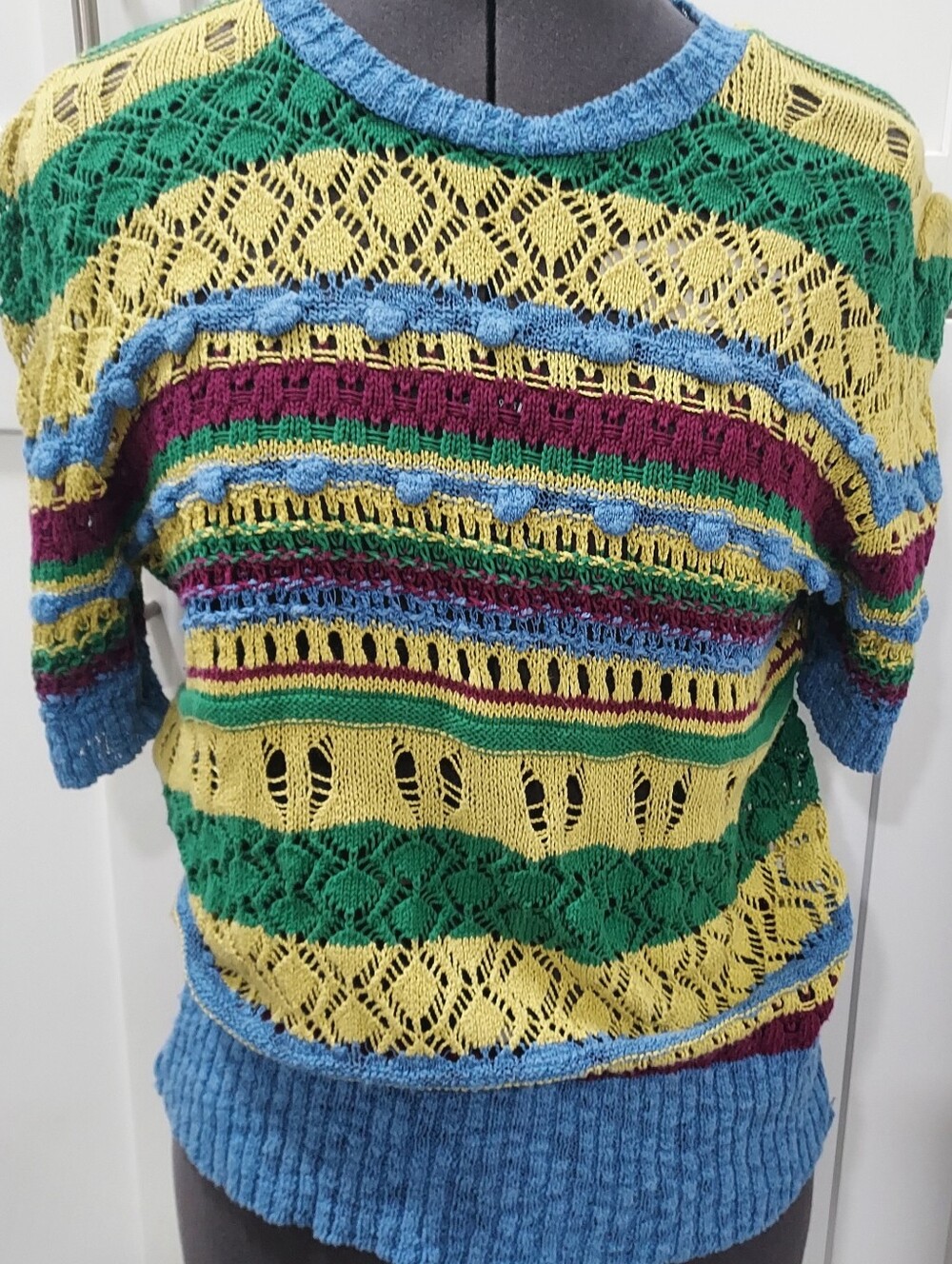 Zara Multicolor Striped Open-Knit Women’s Sweater